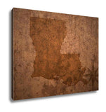 Gallery Wrapped Canvas, Louisiana State Map On A Old Vintage Crack Paper - Essentials from JayCar