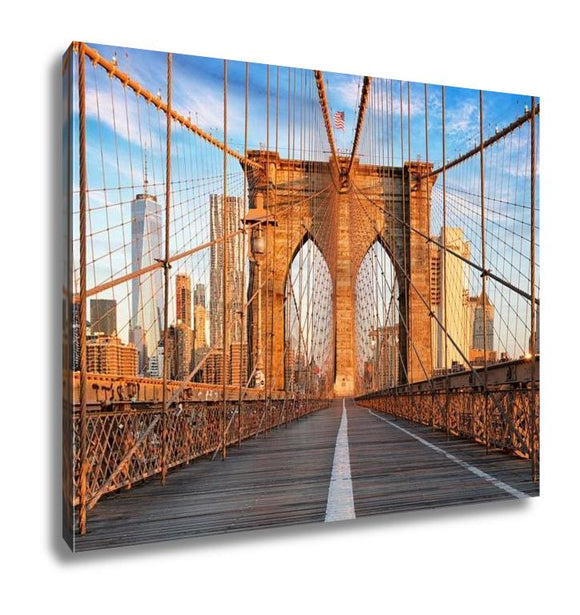 Gallery Wrapped Canvas, Brooklyn Bridge New York City Nobody At Sunrise - Essentials from JayCar