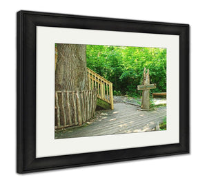 Framed Print, Sign And Steps To Toms Treehouse In Fontenelle Forest - Essentials from JayCar