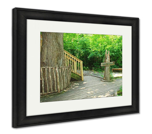 Framed Print, Sign And Steps To Toms Treehouse In Fontenelle Forest - Essentials from JayCar