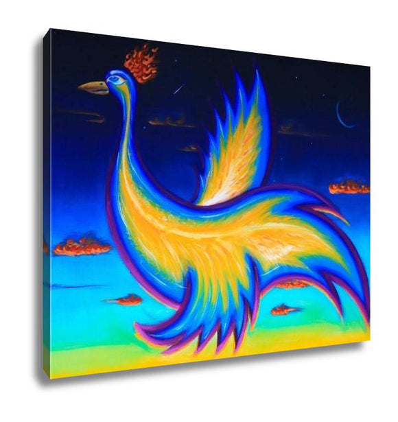 Gallery Wrapped Canvas, Original Art Acrylic Painting Of Phoenix Bird Flying In The Night Sky - Essentials from JayCar