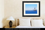 Framed Print, Blue Mediterranean Sailboat Sailing In Perfect Ocean At San Antonio Cape - Essentials from JayCar