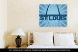 Gallery Wrapped Canvas, St Louis Skyline Reflected With Blue Sunburst Illustration - Essentials from JayCar