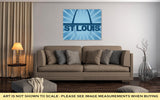 Gallery Wrapped Canvas, St Louis Skyline Reflected With Blue Sunburst Illustration - Essentials from JayCar