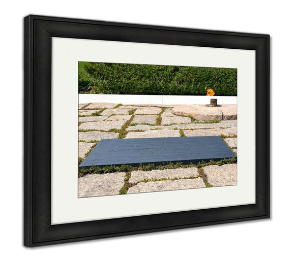 Framed Print, The Eternal Flame And The President John F Kennedy Tombstone At Arlington - Essentials from JayCar
